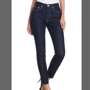 GRLFRND Dark Blue Karolina High Rise Skinny Jeans Rigid Frayed Ankles Sz 29